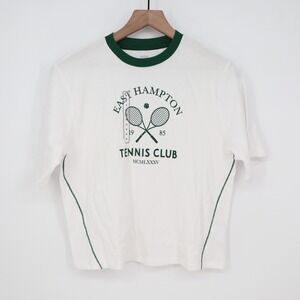DSG Girls East Hampton Tennis Club Graphic T-Shirt White Green Size M 10-12